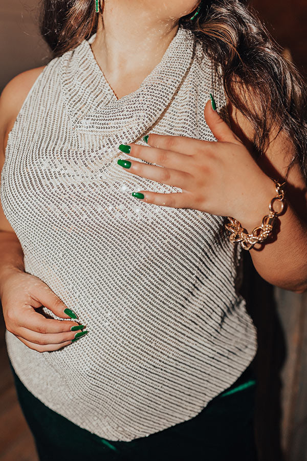 Beyond Romance Sequin Top In Champagne Curves-Beginning Fashion