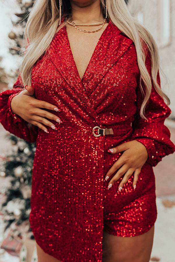 Better By Moonlight Sequin Romper In Red Curves-Beginning Fashion