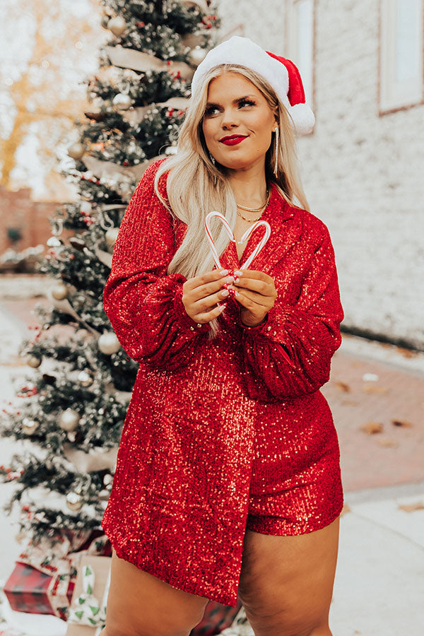 Better By Moonlight Sequin Romper In Red Curves-Beginning Fashion