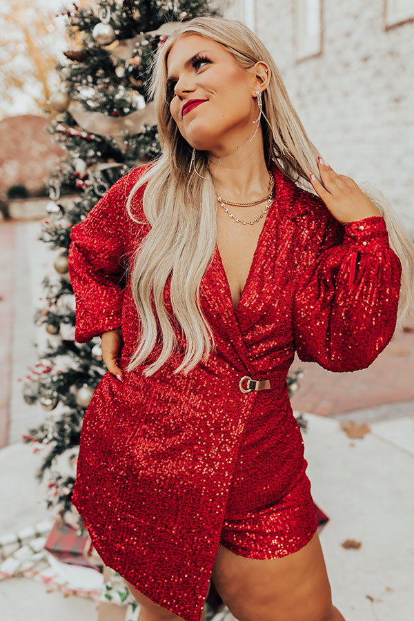 Better By Moonlight Sequin Romper In Red Curves-Beginning Fashion