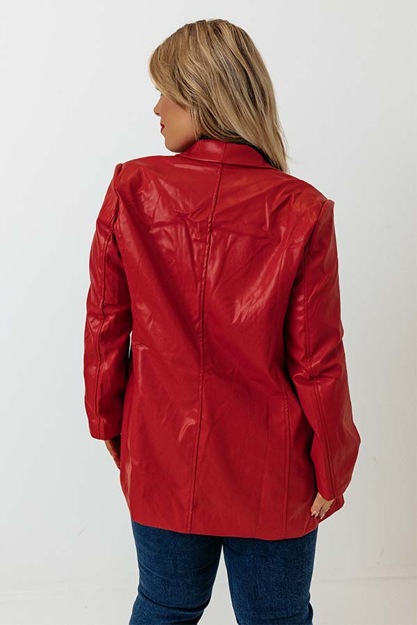 Beyond Obsessed Faux Leather Blazer Curves-Beginning Fashion