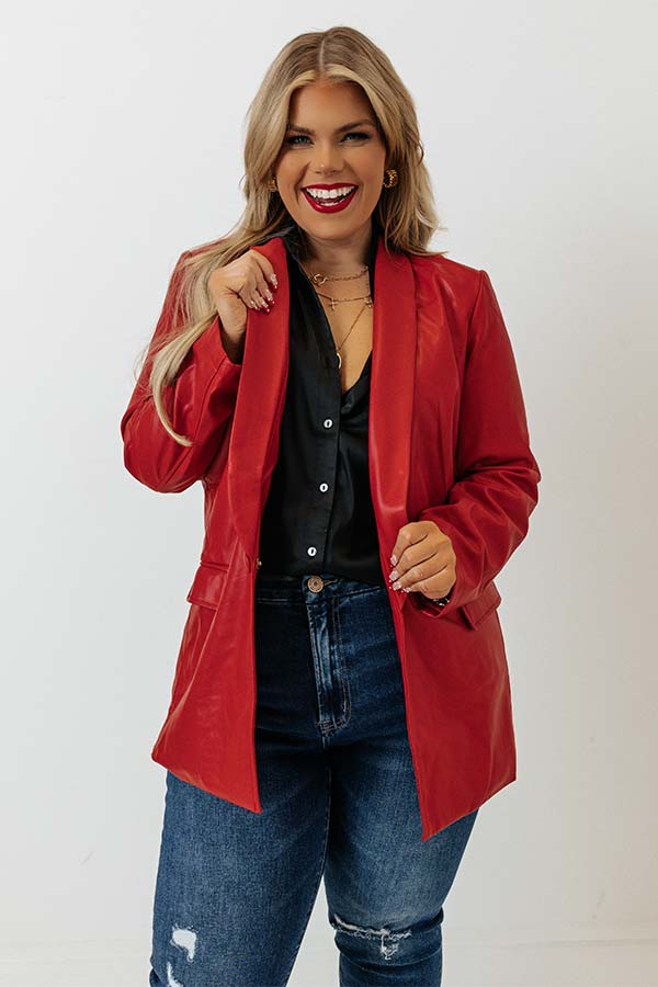 Beyond Obsessed Faux Leather Blazer Curves-Beginning Fashion
