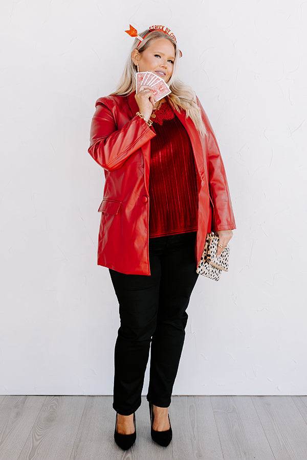 Beyond Obsessed Faux Leather Blazer Curves-Beginning Fashion