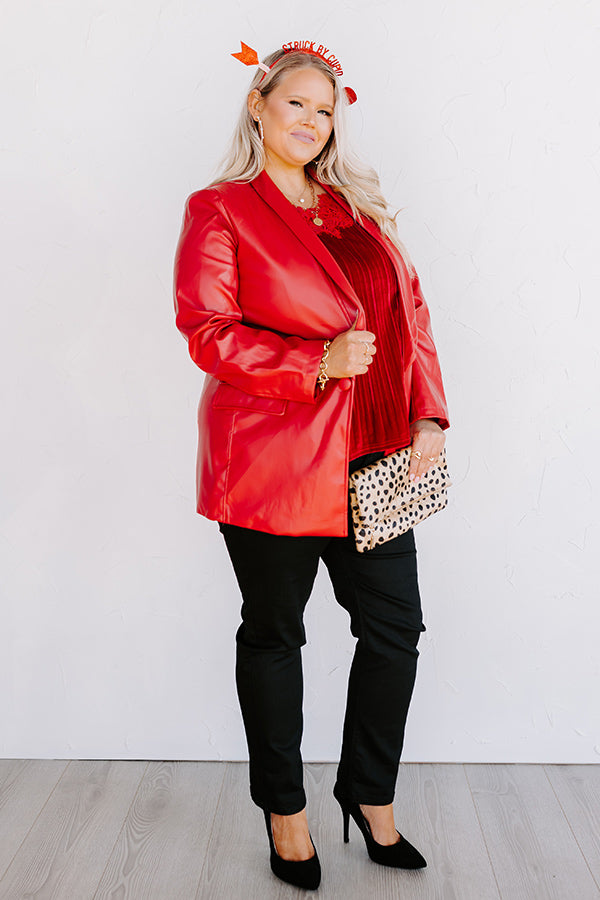 Beyond Obsessed Faux Leather Blazer Curves-Beginning Fashion