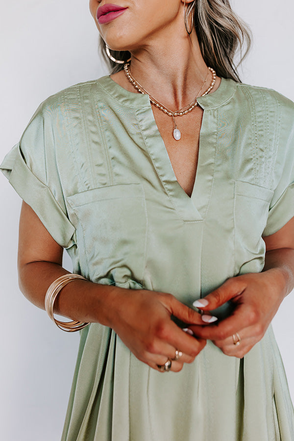Enjoy The Daylight Shift Dress In Sage-Beginning Fashion