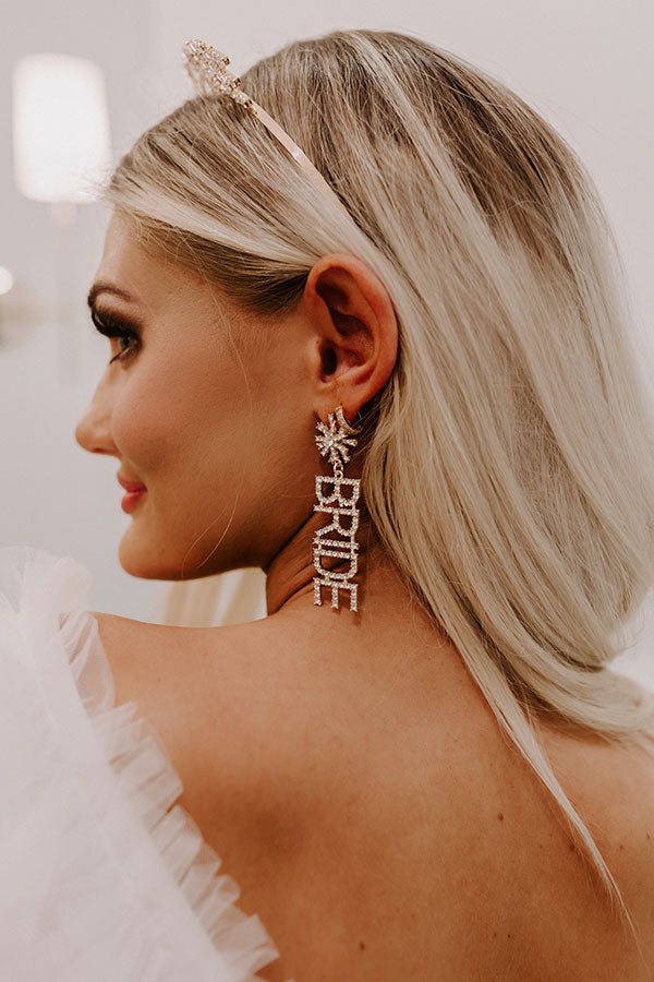 Bride Rhinestone Earrings in Gold-Beginning Fashion