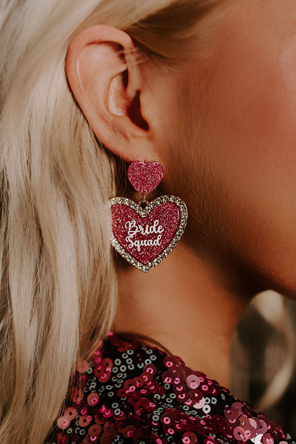 Bride Squad Earrings In Pink-Beginning Fashion
