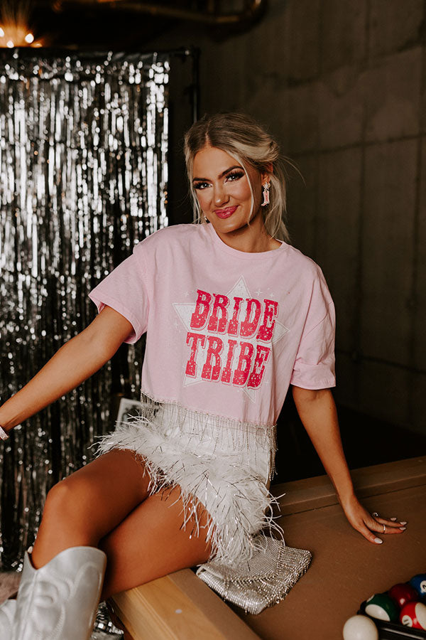 Bride Tribe Rhinestone Tassel Top in Pink-Beginning Fashion