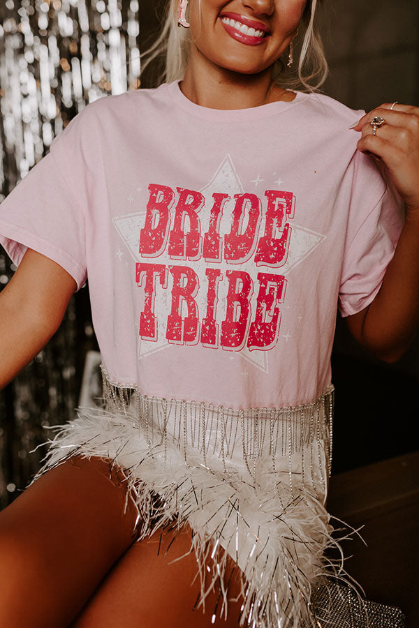 Bride Tribe Rhinestone Tassel Top in Pink-Beginning Fashion