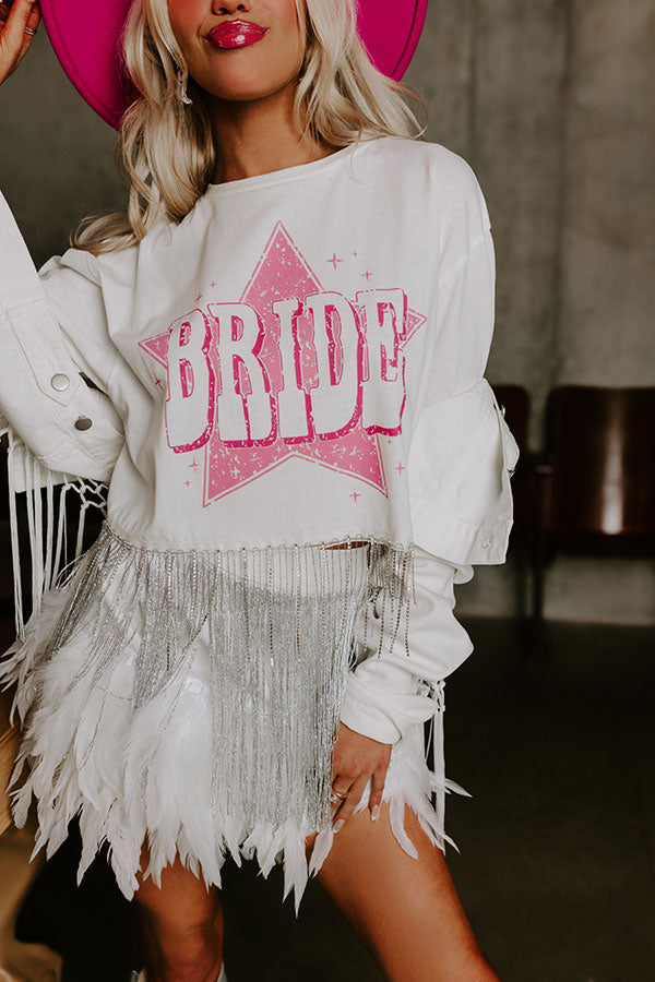 Bride Rhinestone Tassel Top in White-Beginning Fashion