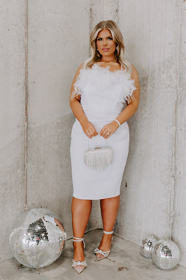 Cue The Lights Feather Dress Curves-Beginning Fashion