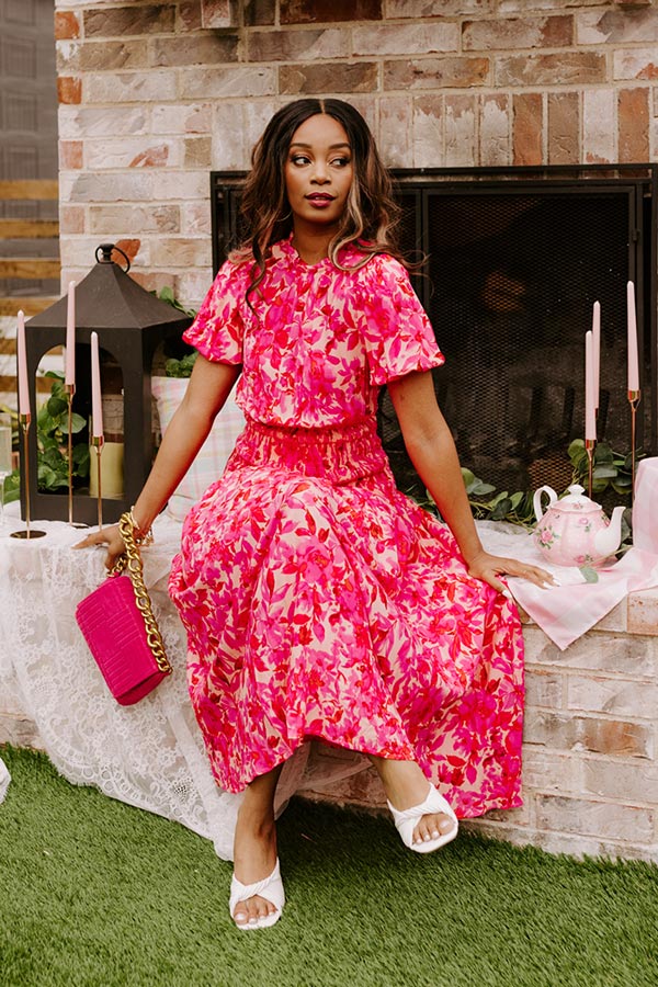 Barcelona Nights Midi In Fuchsia-Beginning Fashion