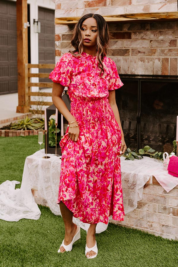 Barcelona Nights Midi In Fuchsia-Beginning Fashion