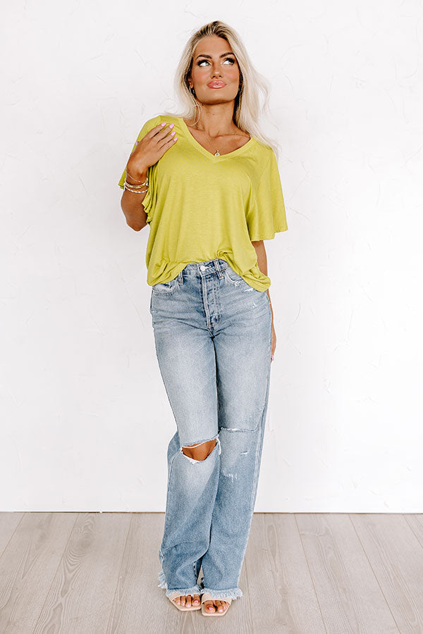 Full Ride Shift Tee In Lime-Beginning Fashion