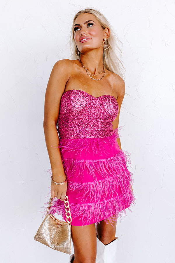Dazzling Delight Sequin Mini Dress in Fuchsia-Beginning Fashion