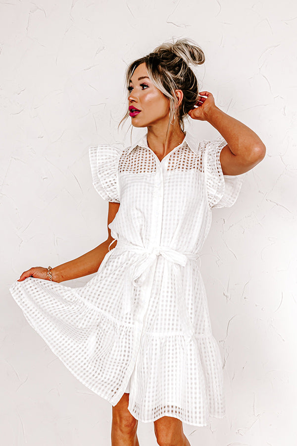 Devoted Darling Gingham Dress in White-Beginning Fashion