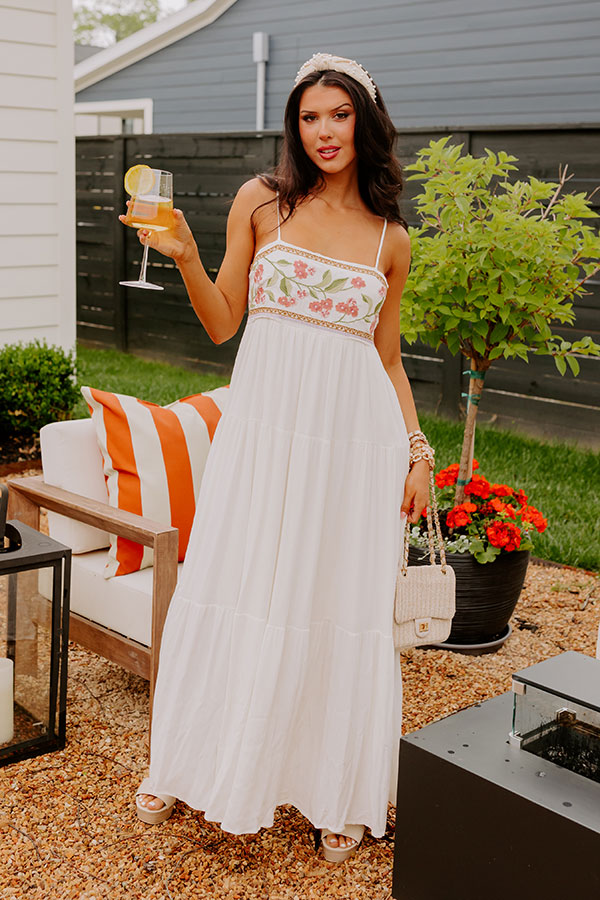 Coastal Calm Embroidered Maxi In Cream-Beginning Fashion