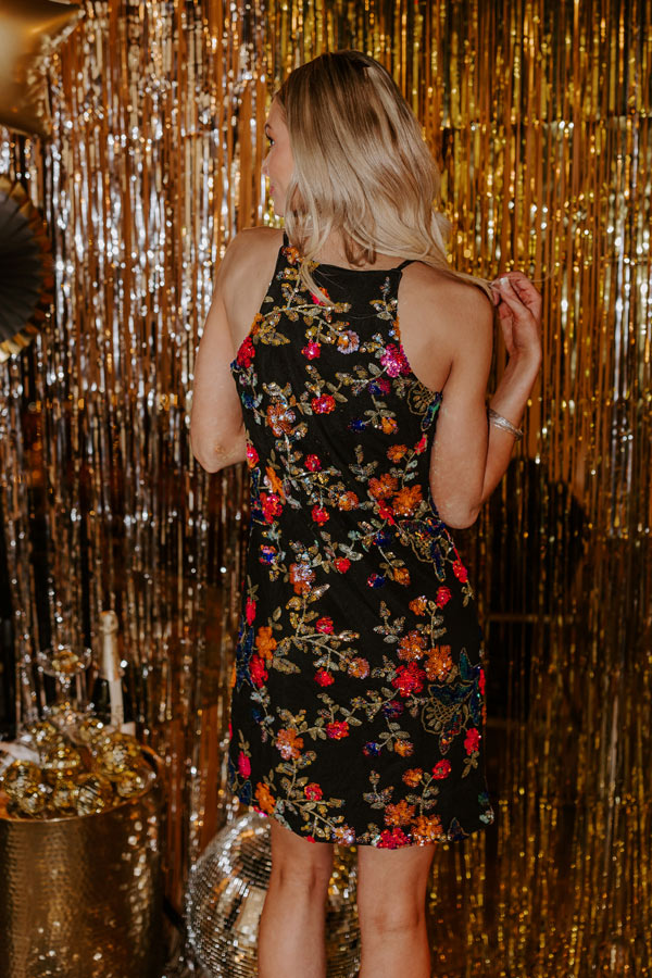 Chic And Sparkling Sequin Mini Dress In Black-Beginning Fashion