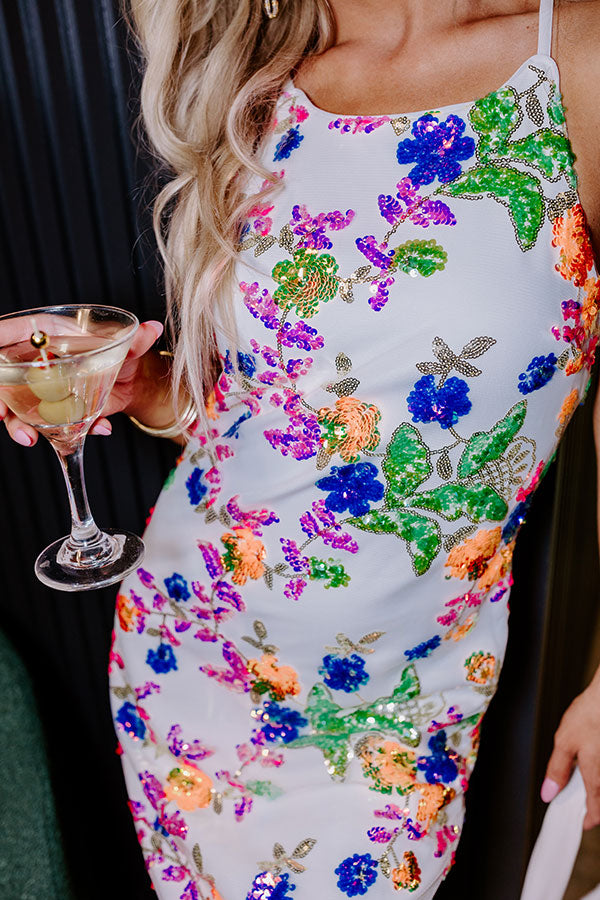 Chic And Sparkling Sequin Mini Dress In White-Beginning Fashion