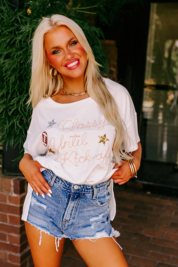 Classy Until Kick Off Tee in White-Beginning Fashion