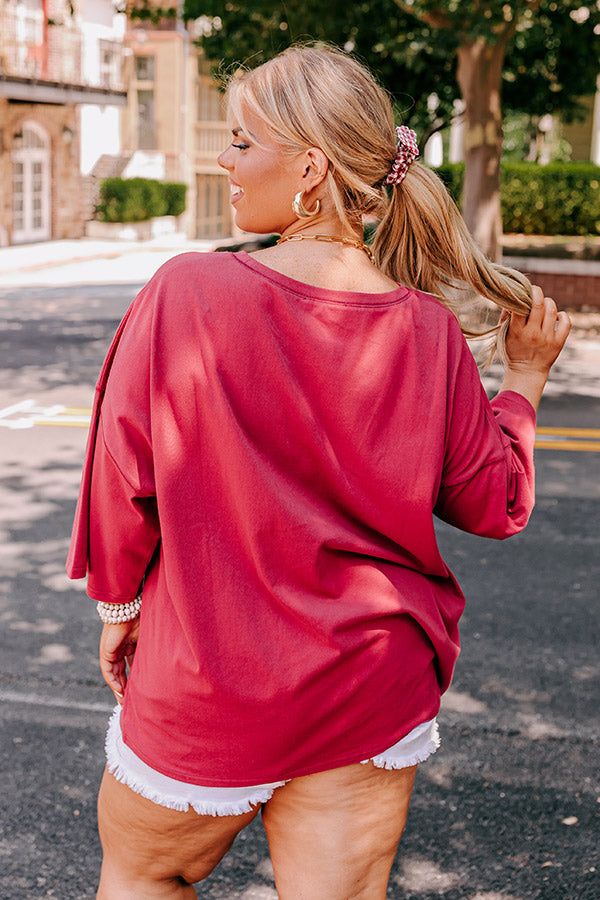 Brightest Star Sequin Oversized Tee in Red Curves-Beginning Fashion