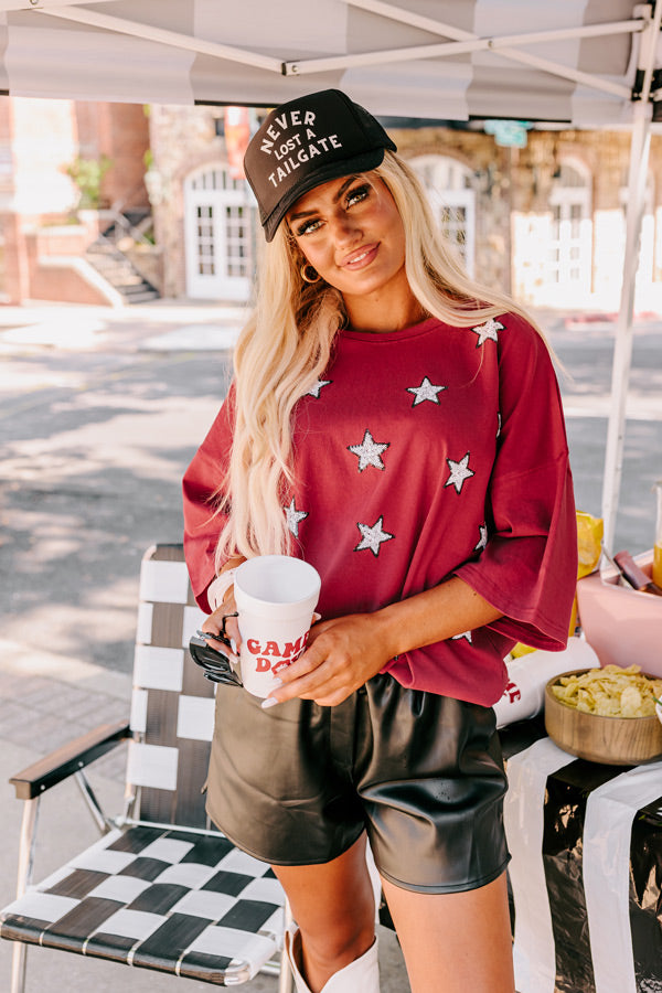 Brightest Star Sequin Oversized Tee in Red-Beginning Fashion