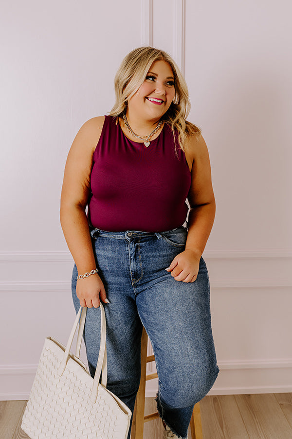 Big Goals Bodysuit In Maroon Curves-Beginning Fashion