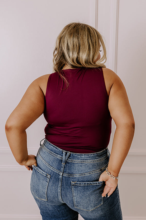 Big Goals Bodysuit In Maroon Curves-Beginning Fashion