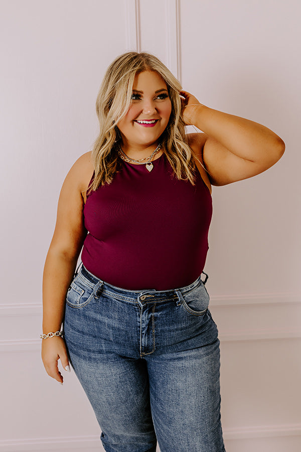 Big Goals Bodysuit In Maroon Curves-Beginning Fashion