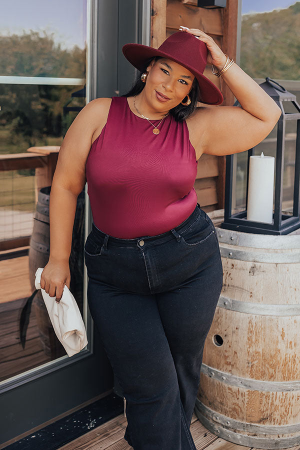 Big Goals Bodysuit In Maroon Curves-Beginning Fashion