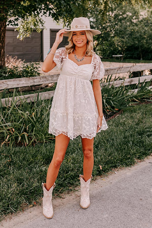 Endearing Romance Embroidered Mini Dress In Cream-Beginning Fashion