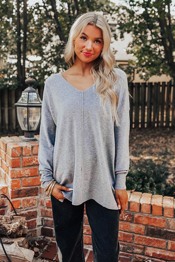 Fall Latte Shift Sweater in Grey-Beginning Fashion