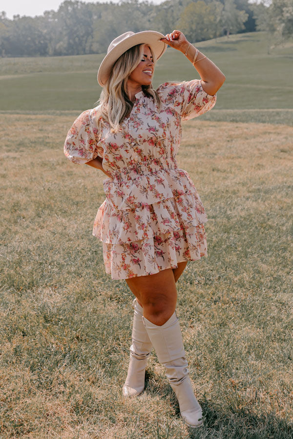 Feel The Romance Floral Mini Dress Curves-Beginning Fashion