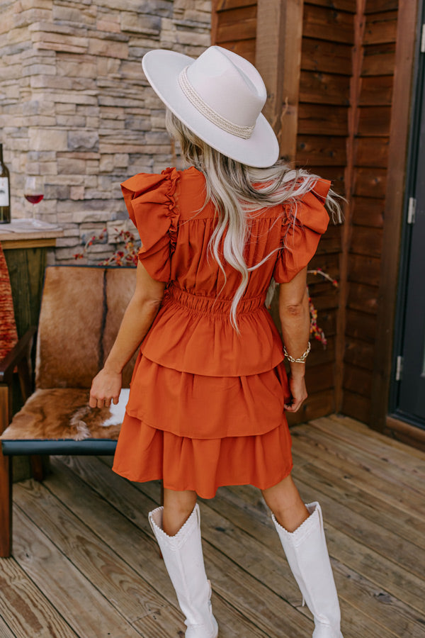 Flirty Allure Ruffle Dress in Pumpkin-Beginning Fashion