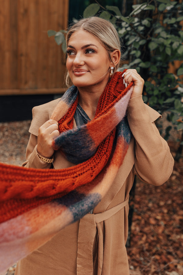 Early Start Knit Scarf In Rust-Beginning Fashion