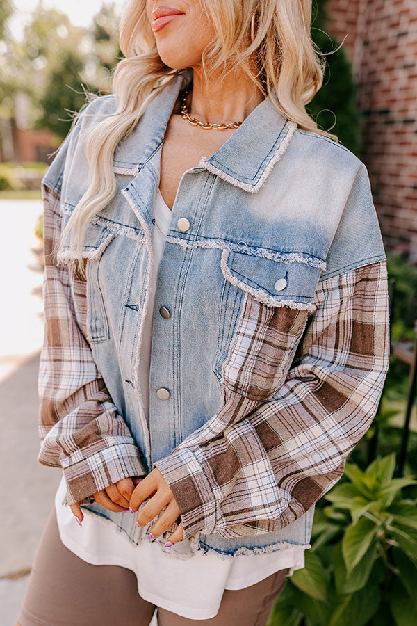 Fall Latte Denim Jacket Curves-Beginning Fashion