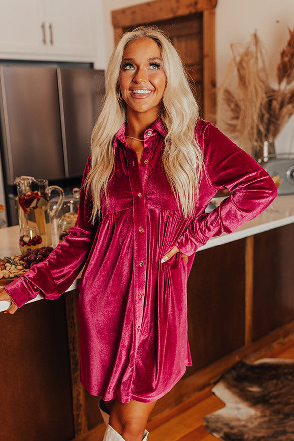 Festival Feels Velvet Mini Dress in Sangria-Beginning Fashion