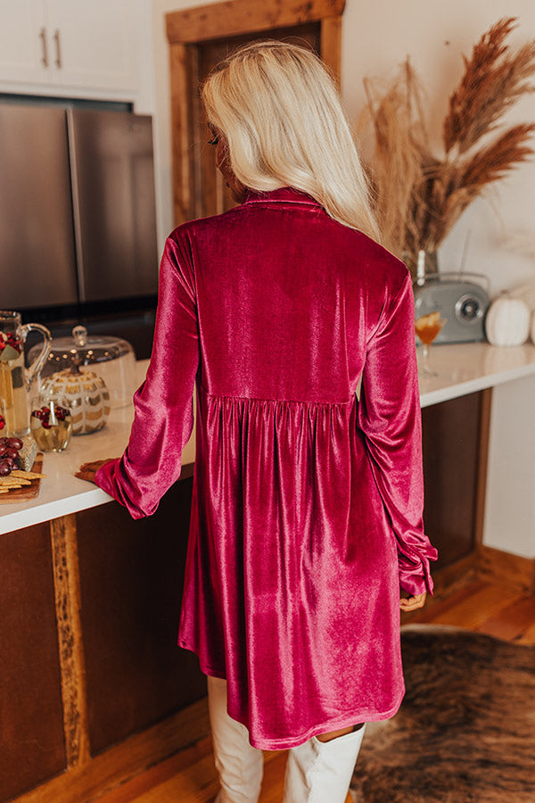 Festival Feels Velvet Mini Dress in Sangria-Beginning Fashion