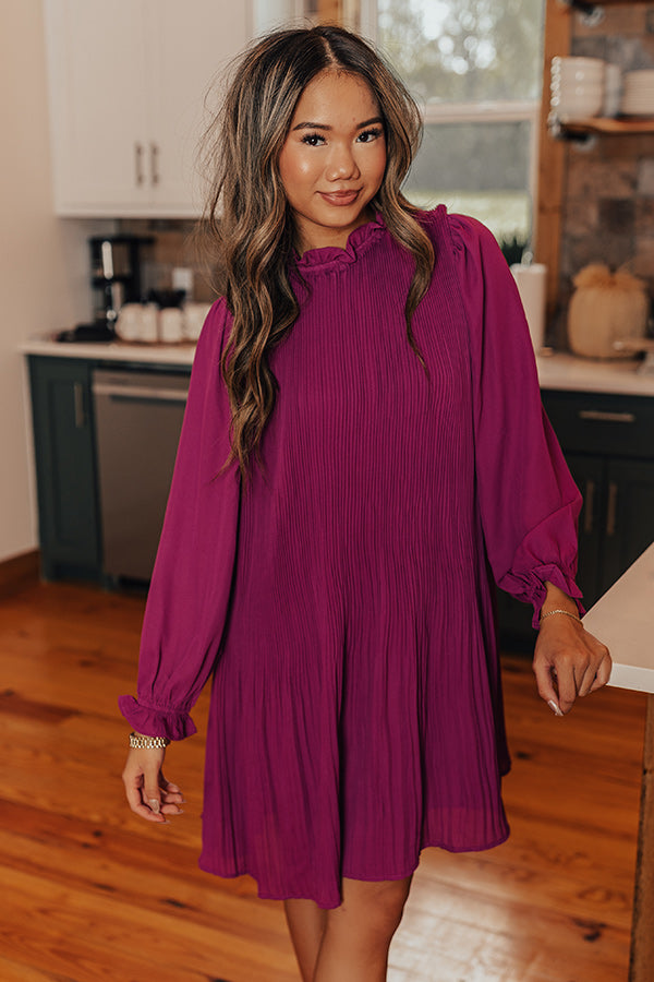 Grateful Life Pleated Mini Dress in Orchid-Beginning Fashion