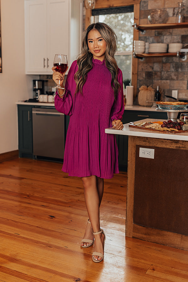 Grateful Life Pleated Mini Dress in Orchid-Beginning Fashion