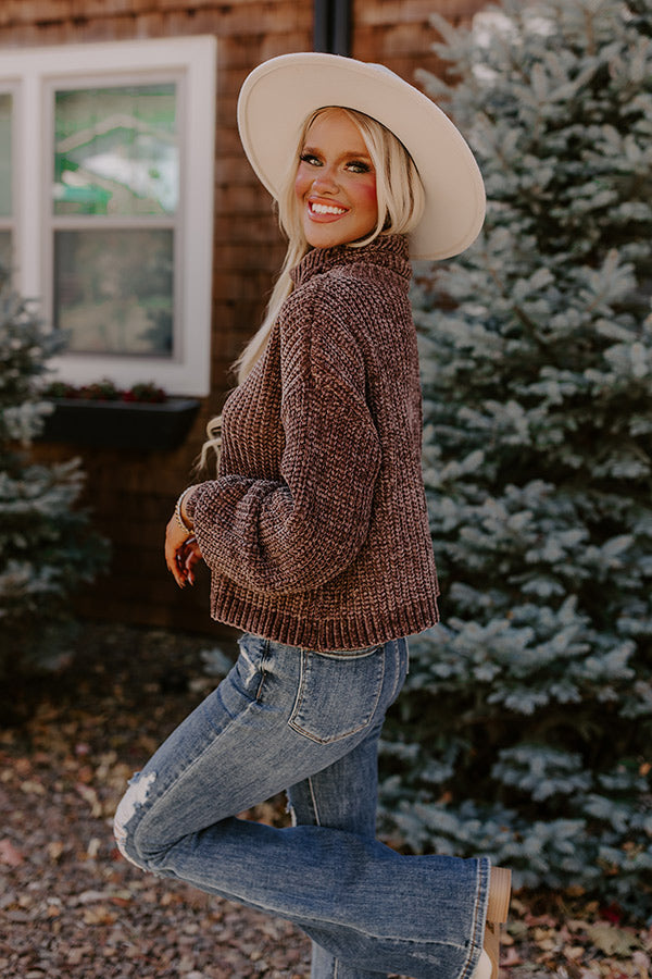 Fall Leaves Chenille Sweater In Mocha-Beginning Fashion