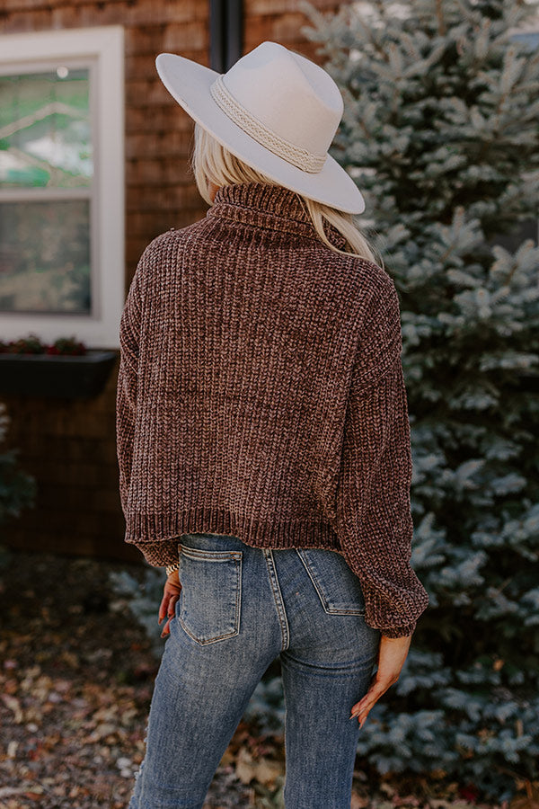 Fall Leaves Chenille Sweater In Mocha-Beginning Fashion