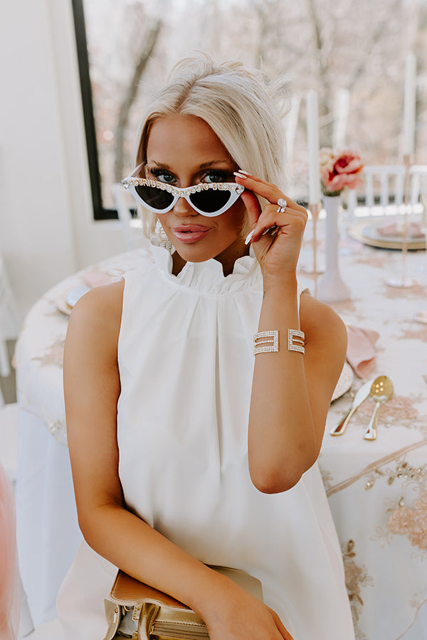Bride To Be Embellished Cat Eye Sunglasses-Beginning Fashion