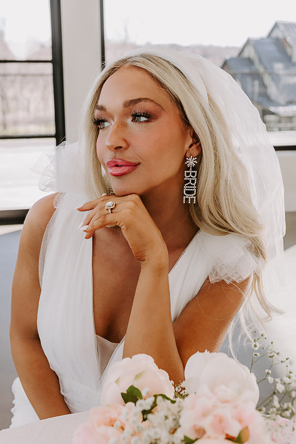 Bride Rhinestone Earrings In Silver-Beginning Fashion