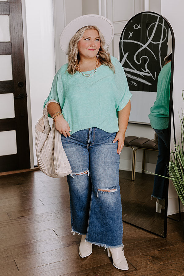 Grateful Life Shift Top In Mint Curves-Beginning Fashion