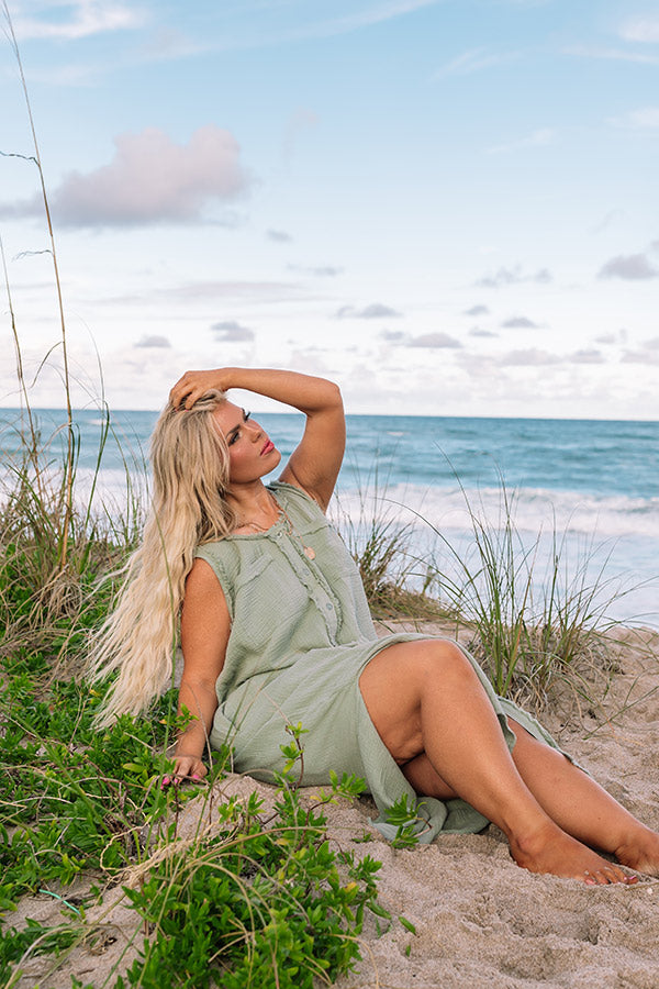 Free Spirited Frayed Midi in Sage Curves-Beginning Fashion