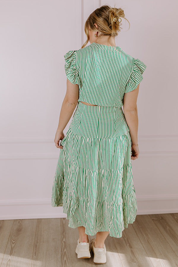 Bayside Brunch Stripe Midi in Emerald-Beginning Fashion