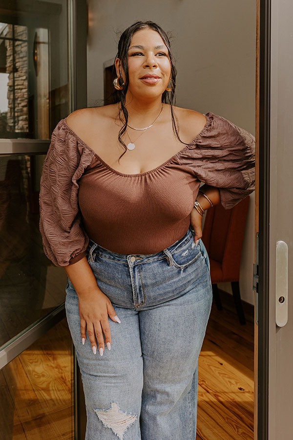 Flirtatious Outing Bodysuit In Hazelnut Curves-Beginning Fashion