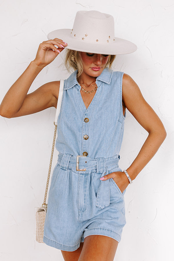 Boho Brunch Denim Romper in Light Wash-Beginning Fashion