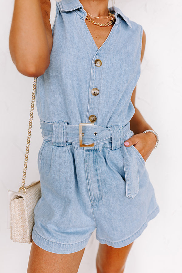 Boho Brunch Denim Romper in Light Wash-Beginning Fashion